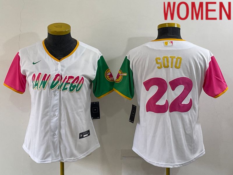 Women San Diego Padres #22 Soto White City Edition Game Nike 2022 MLB Jerseys->youth mlb jersey->Youth Jersey